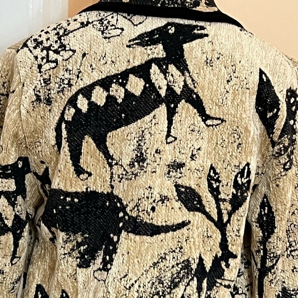 Vintage Limelight Bolero Woven Black & Cream Jacket X-Small - Picture 9 of 11